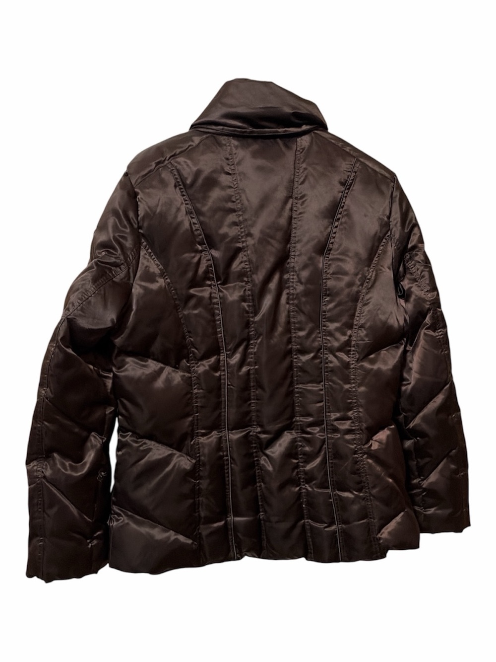 Calvin Klein Women’s Brown Puffer Jacket with High Collar - Picture 2 of 4